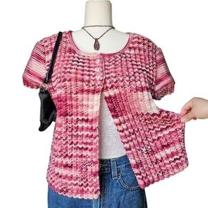 Pink Knitted Women's Cardigan Sweater Top